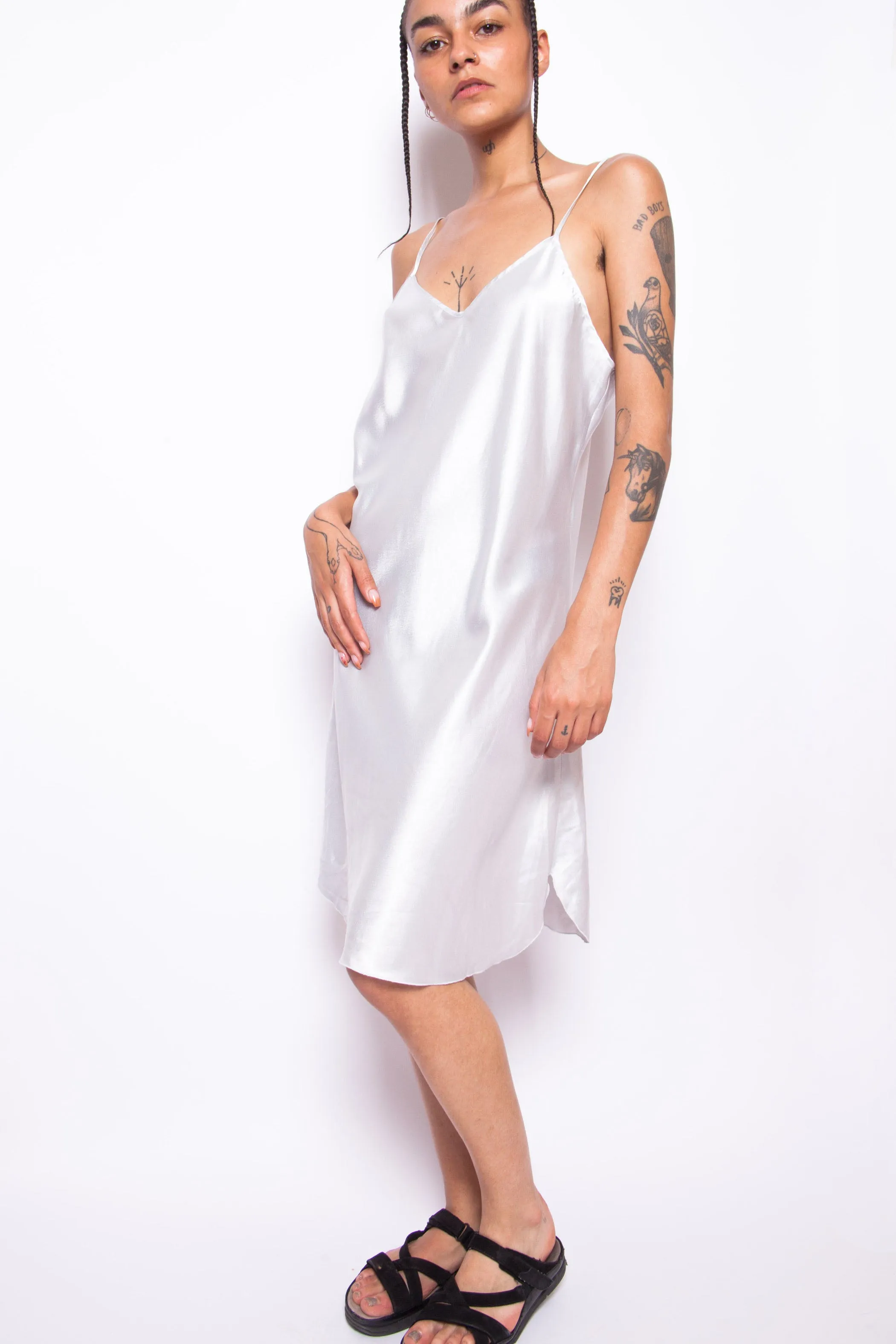 Vintage 90s Y2K Light Blue Satin Slip Dress