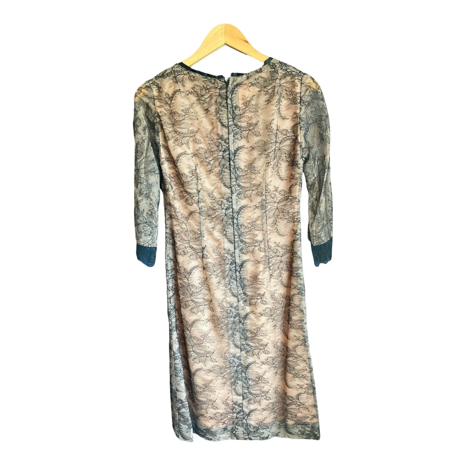 Vintage Black Lace 3/4 Sleeve Dress UK Size 10