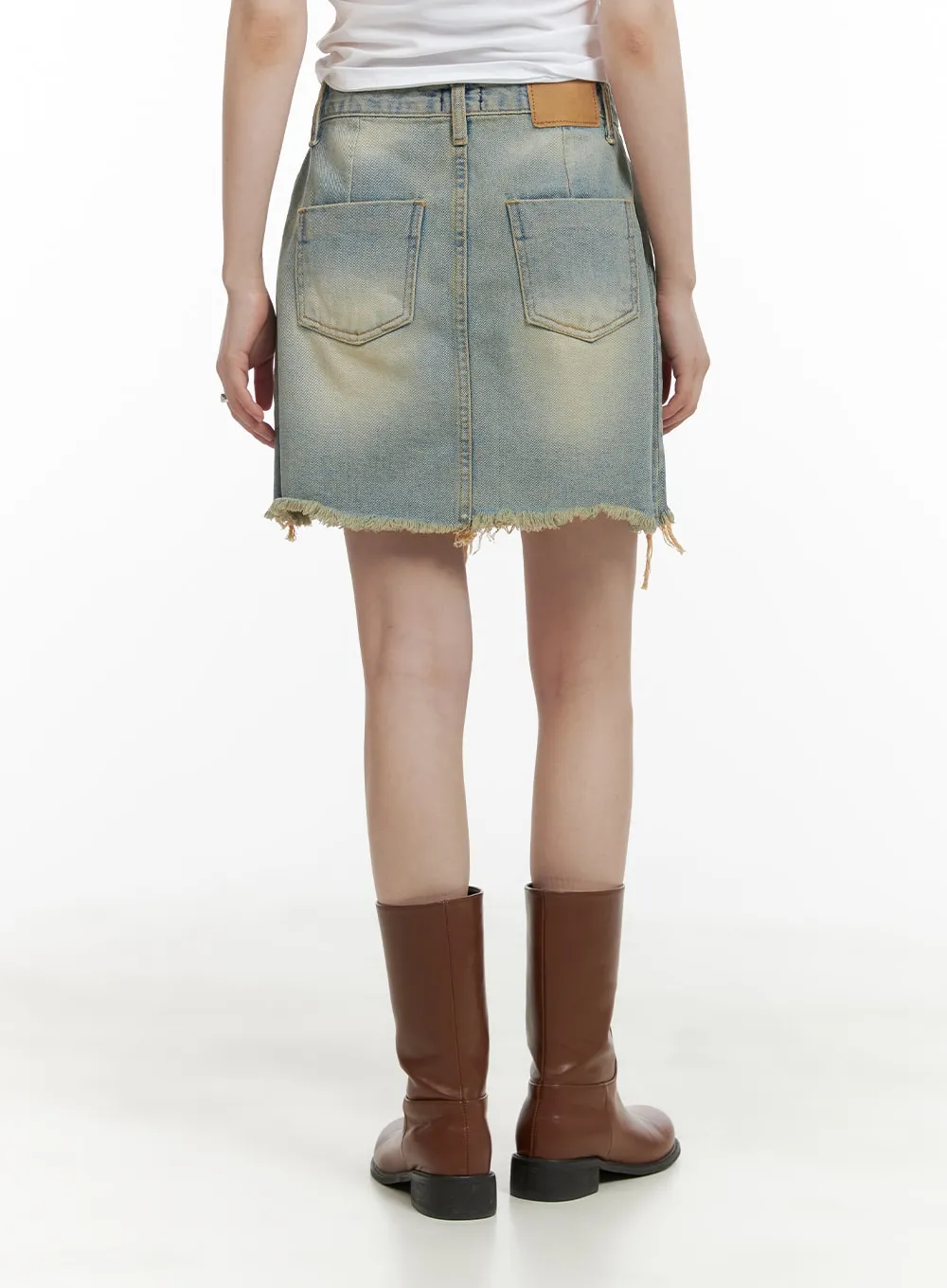 Vintage Destroyed Hem Mini Skirt CA418