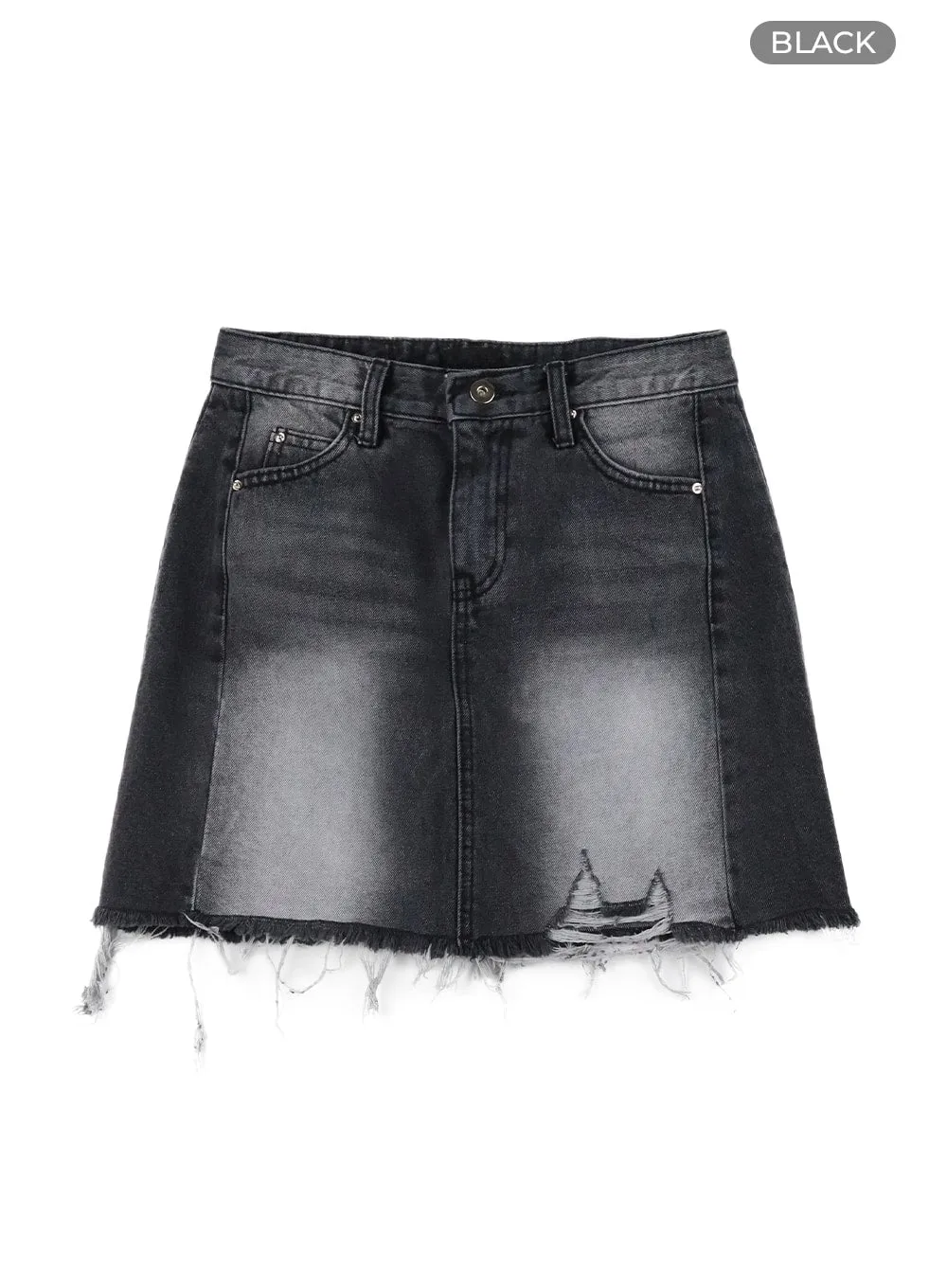 Vintage Destroyed Hem Mini Skirt CA418