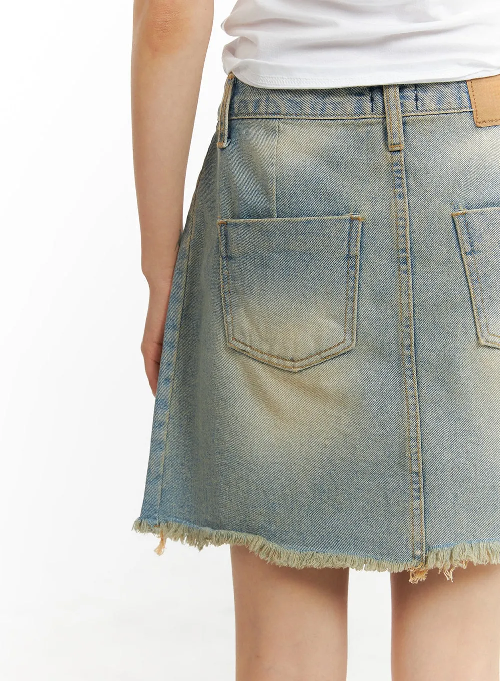 Vintage Destroyed Hem Mini Skirt CA418