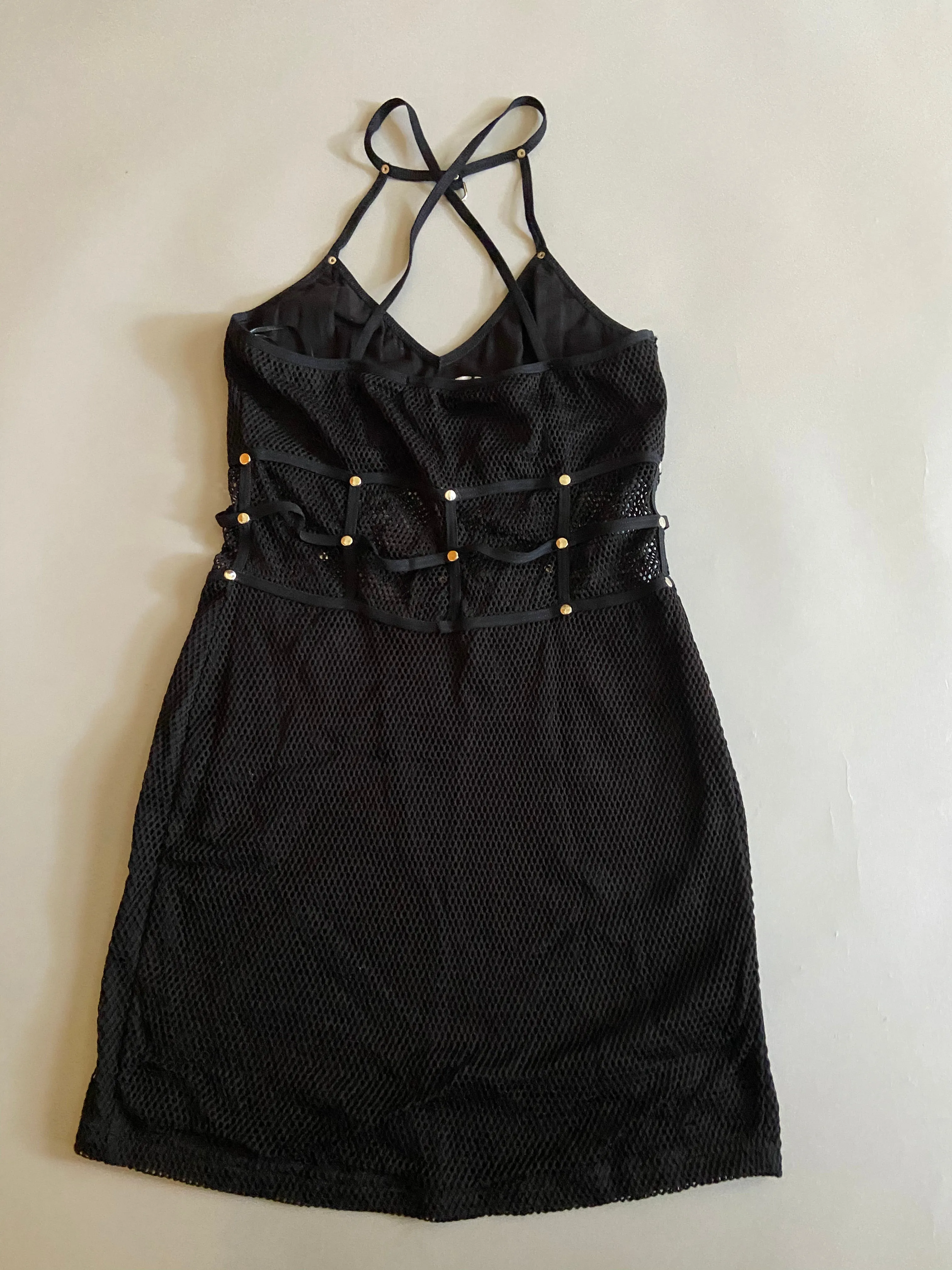 Vintage Lip Service Black Fishnet Mini Dress