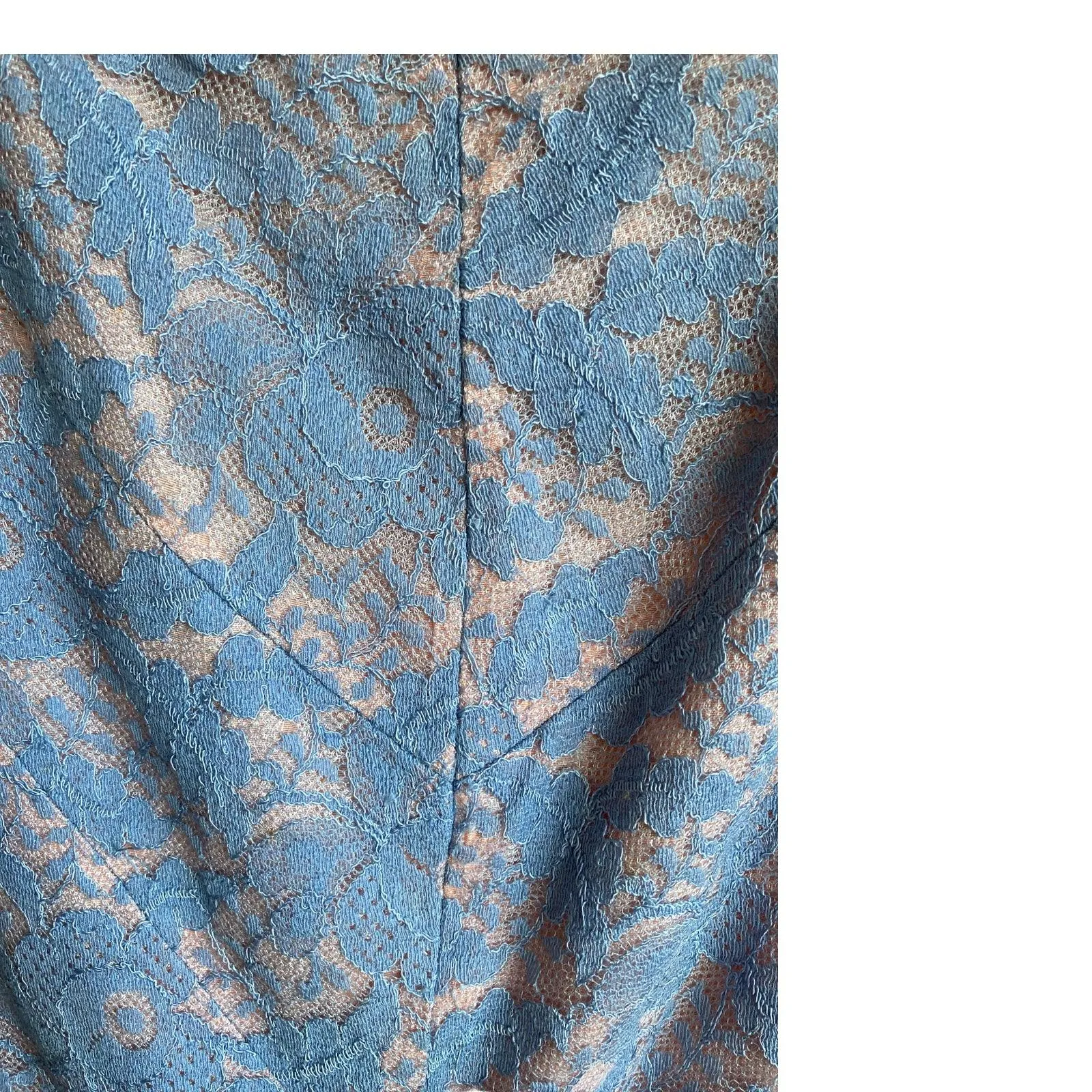 Vintage Pale Blue Lace Sleeveless Dress UK Size 8