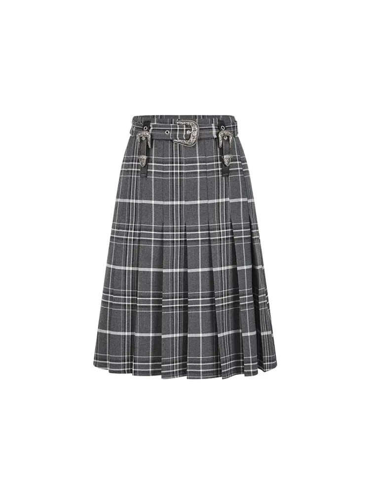Vintage plaid college style pleated skirt【s0000007185】
