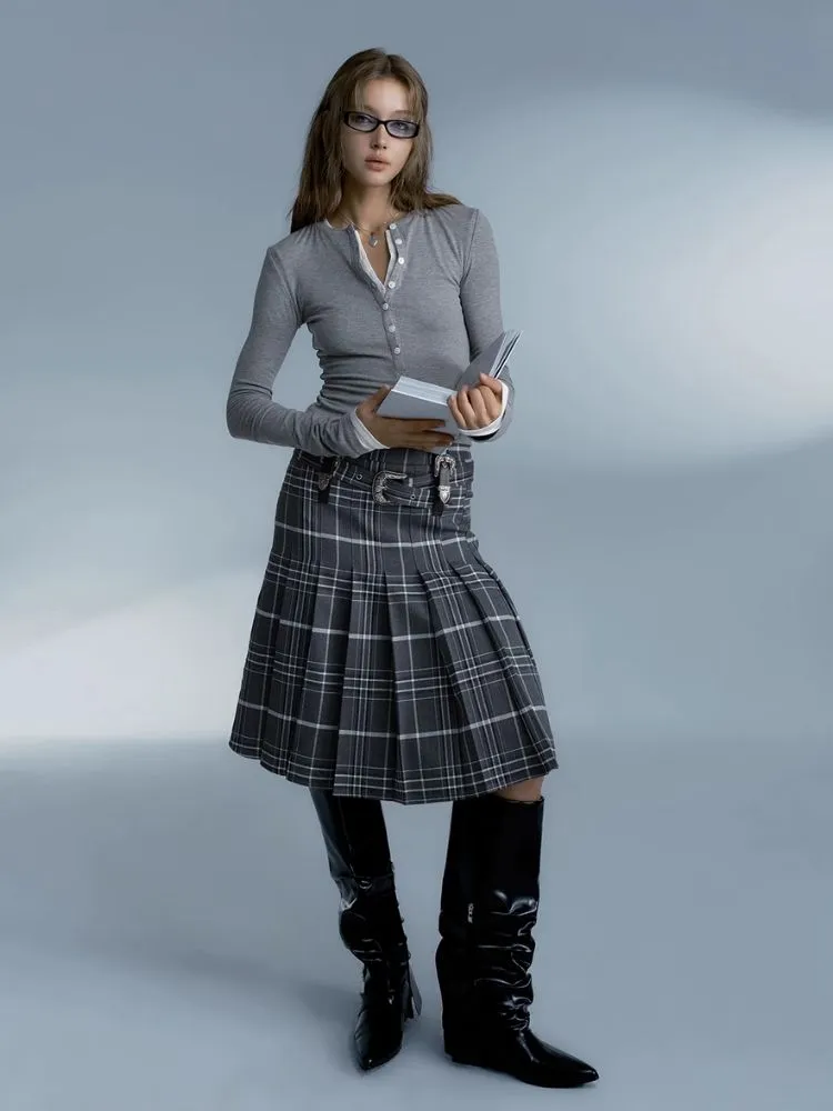 Vintage plaid college style pleated skirt【s0000007185】