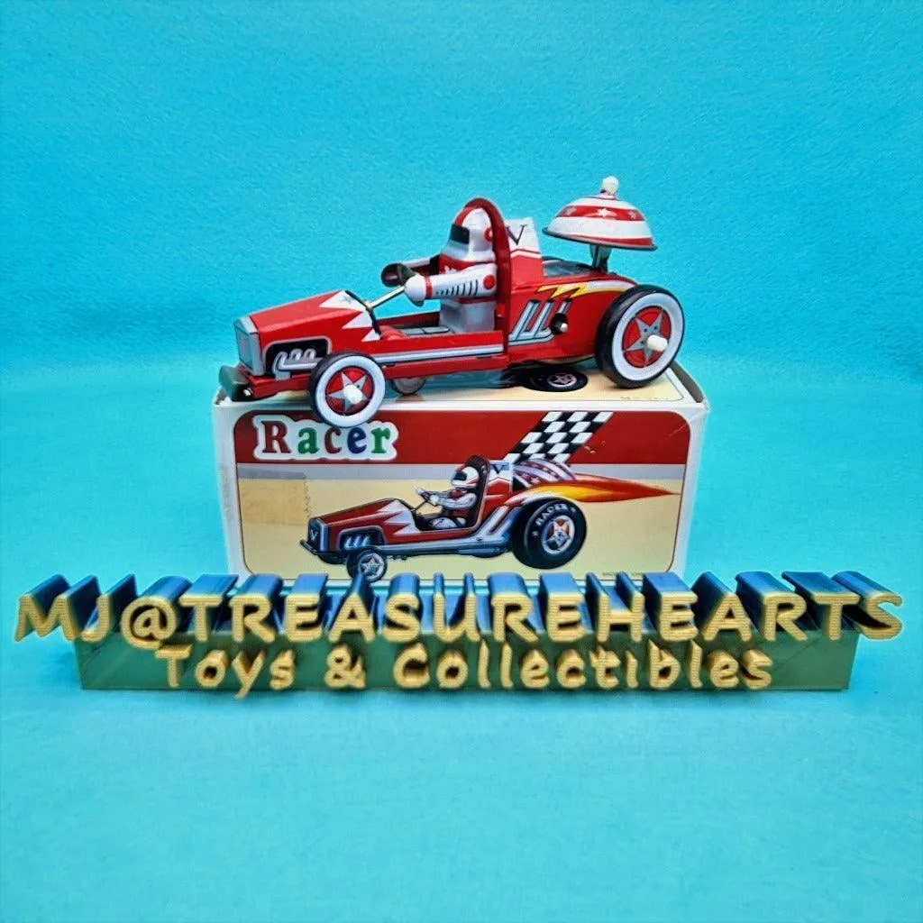 Vintage Red RACER Wind-Up Tin Toy MS 269