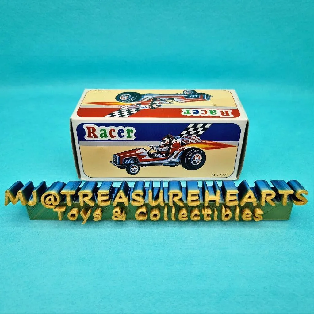 Vintage Red RACER Wind-Up Tin Toy MS 269