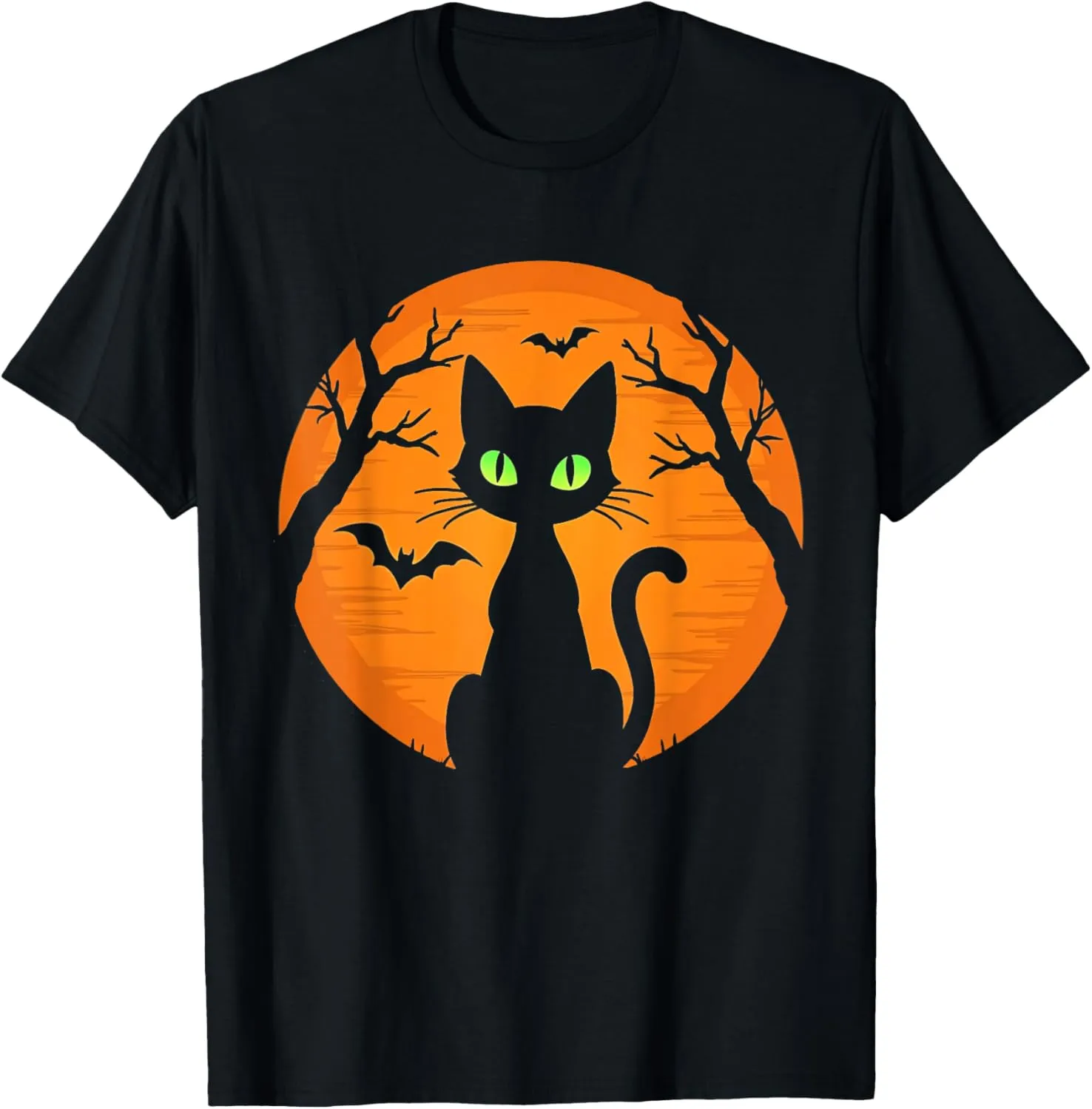 Vintage Scary Halloween black Cat Costume Cat Moon kids T-Shirt