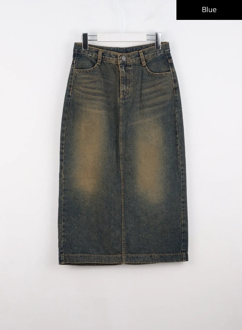 Vintage Wash Denim Long Skirt CO313