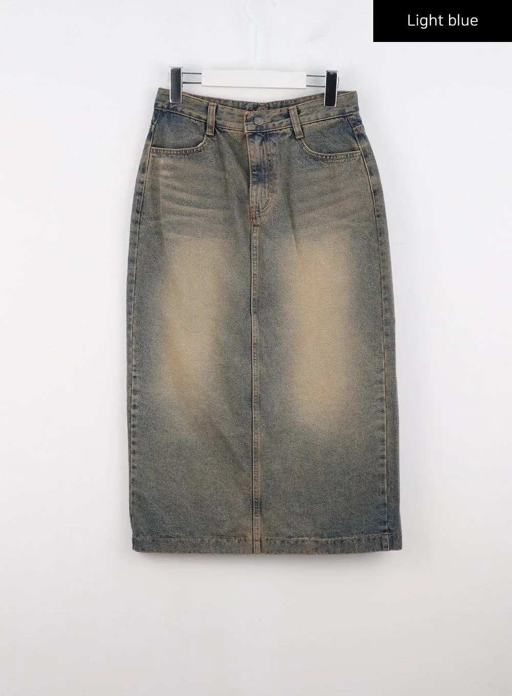 Vintage Wash Denim Long Skirt CO313