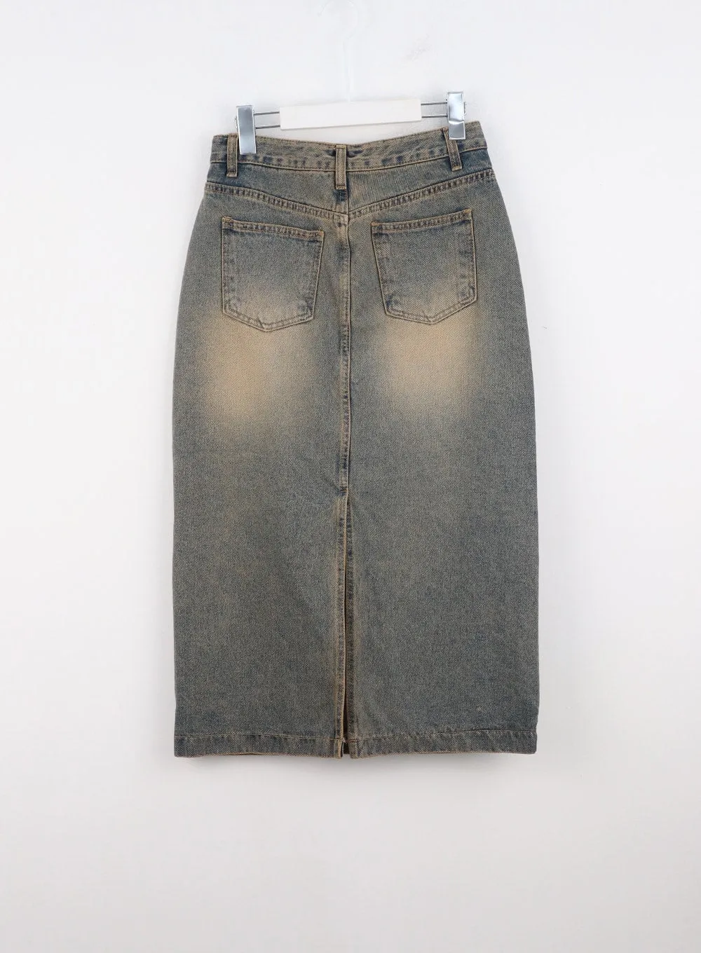 Vintage Wash Denim Long Skirt CO313