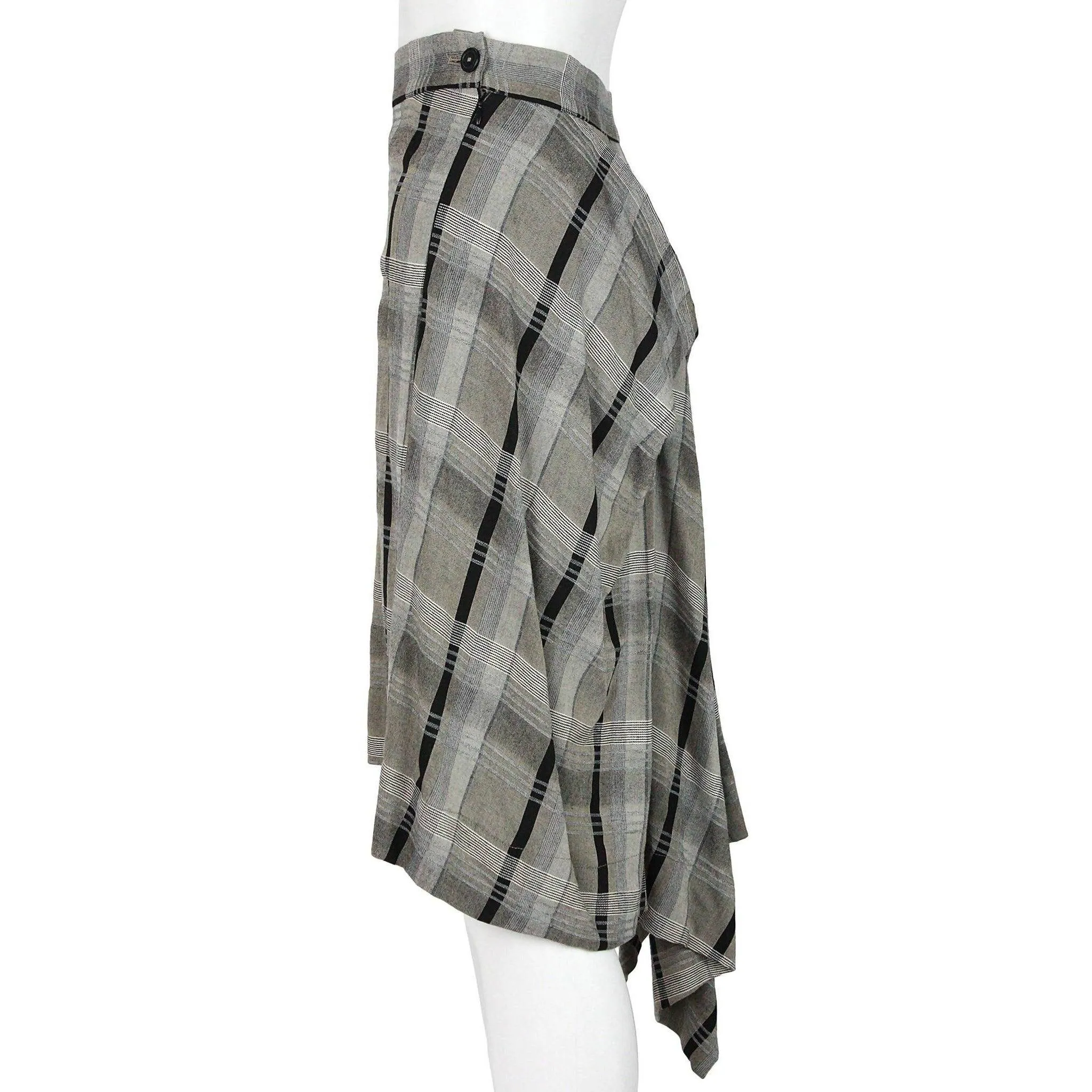 Vintage-Inspired Vivienne Westwood Anglomania Grey and Black Plaid Skirt | Size UK 44