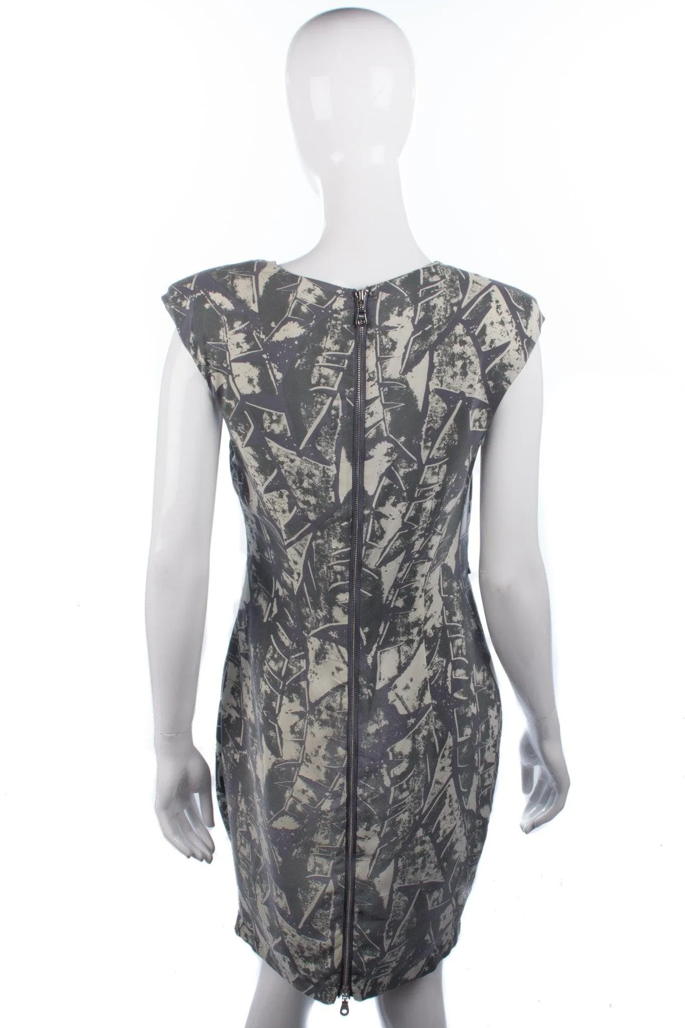 Whistles Silk Dress Grey and Cream 100% Silk UK Size 12