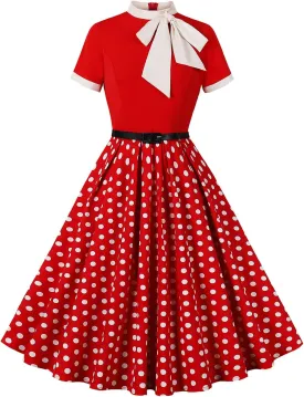 Women 1950s Vintage Floral Cocktail Swing Dress 50s Short Sleeve Audrey Hepburn Rockabilly Prom Dress A Line Tea Party Dress