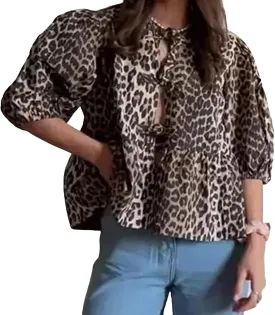 Women Y2K Peplum Shirt Bow Blouse Tie Up Front Puff Short Sleeve Ruffle Babydoll Top