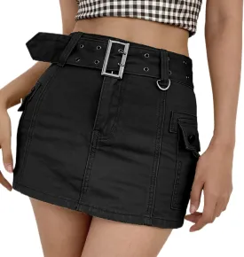 Womens Low Waist Jean Skirts Casual Denim Mini Skirt Y2k Bodycon Short Skirt Aesthetic Vintage Streetwear