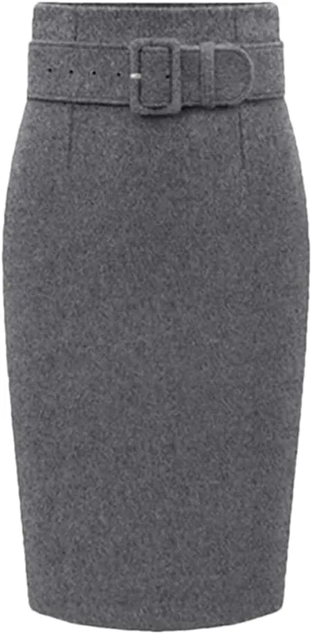 Women's Vintage Knee Length Pencil Skirt High Waist A-Line Long Skirts